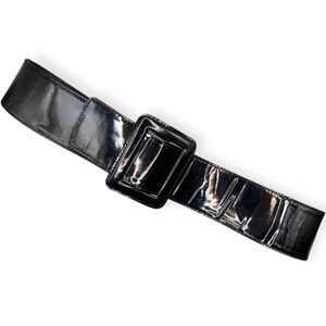 Vintage Escada Black Patent Wide Leather Waist Belt - 42-  Made in Germany